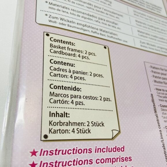 Basket Frames Kit 8427 2 Cardboard Sets Craft Use Yarn Raffia Fabric Strips NEW! - Picture 6 of 8